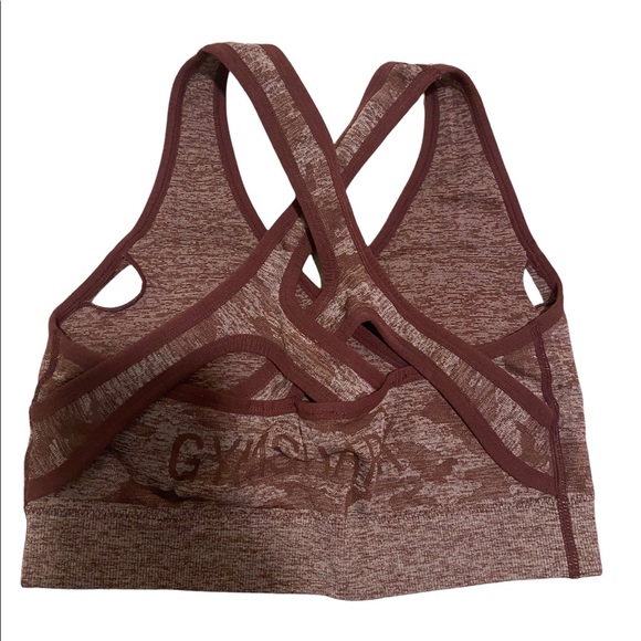 Gymsharks CAMO SEAMLESS SPORTS BRA Berry red M - Picture 4 of 5
